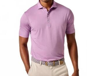 NEW JOHNNIE-O lyndonn short sleeve stripe polo in majorca/rouge red